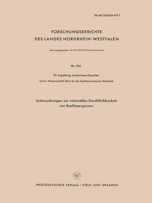 cover image of Untersuchungen zur rationellen Durchfärbbarkeit von Bastfasergarnen